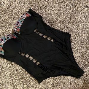 Volcom strapless high cut one piece swim suit *never worn*